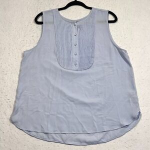 J. Crew Top Sleeveless Blouse Tuxedo Lightweight Blue Women's Large